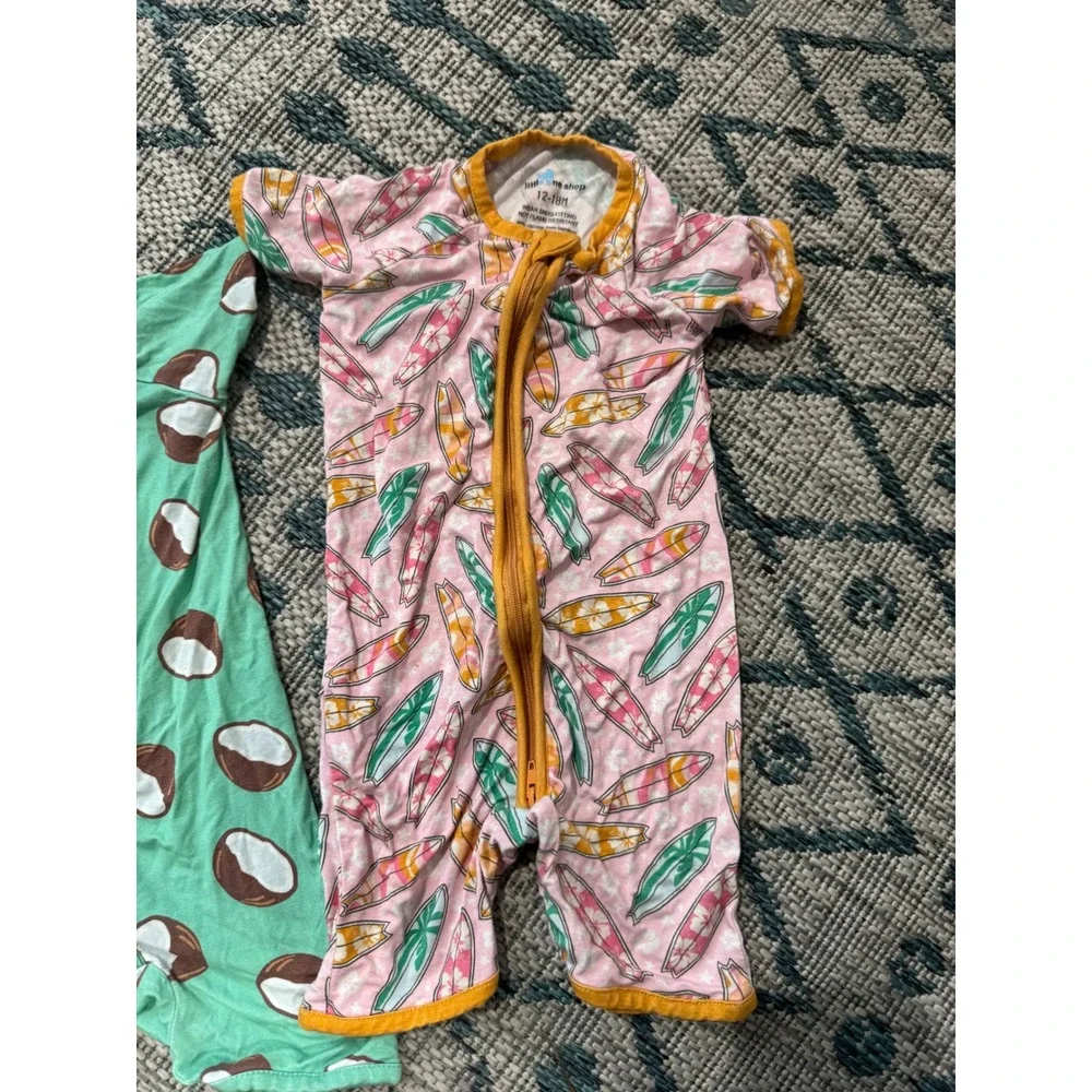 Little One Shop Bamboo Shortie Romper Bundle 12-24M Flamingo Coconut Surf